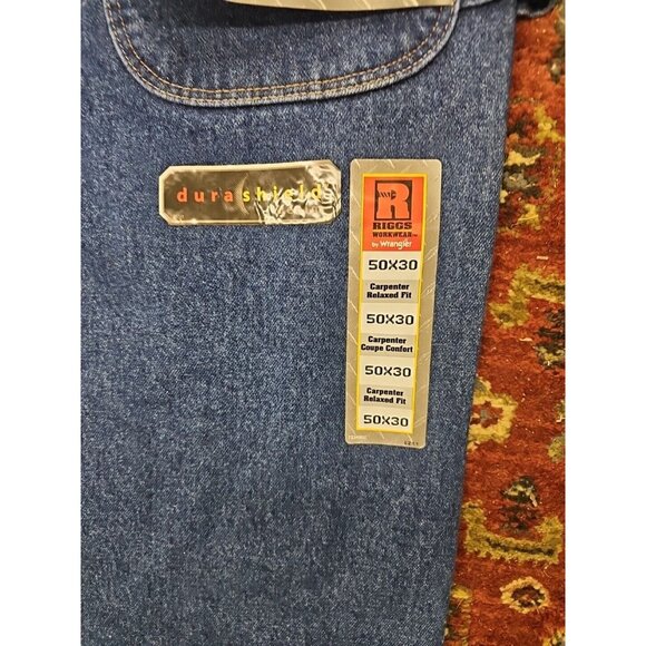 Wrangler Riggs Workwear Carpenter Jeans Relaxed Fit Mens 50 x 30 Work Denim - Picture 3 of 8